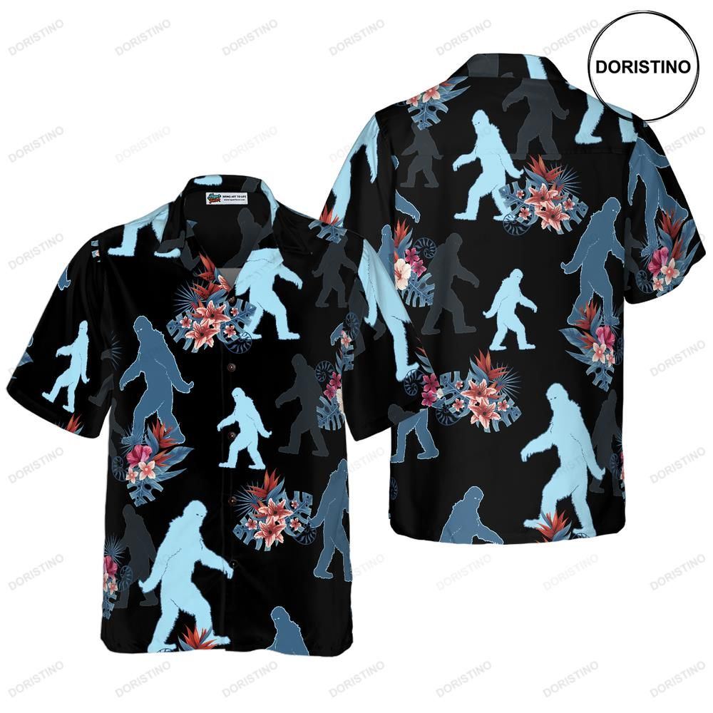Bigfoot The Tropical Leaves Bigfoot Black Tropical Floral Bigfoo For Men Limited Edition Hawaiian Shirt