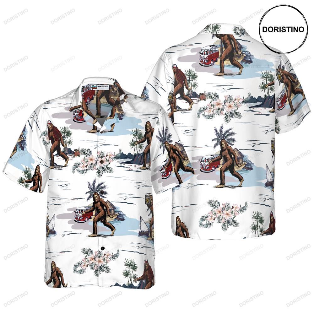 Bigfoots Are Ready For Summer Bigfoot White Tropical Floral Bus Trip Bigfoo Fo Limited Edition Hawaiian Shirt
