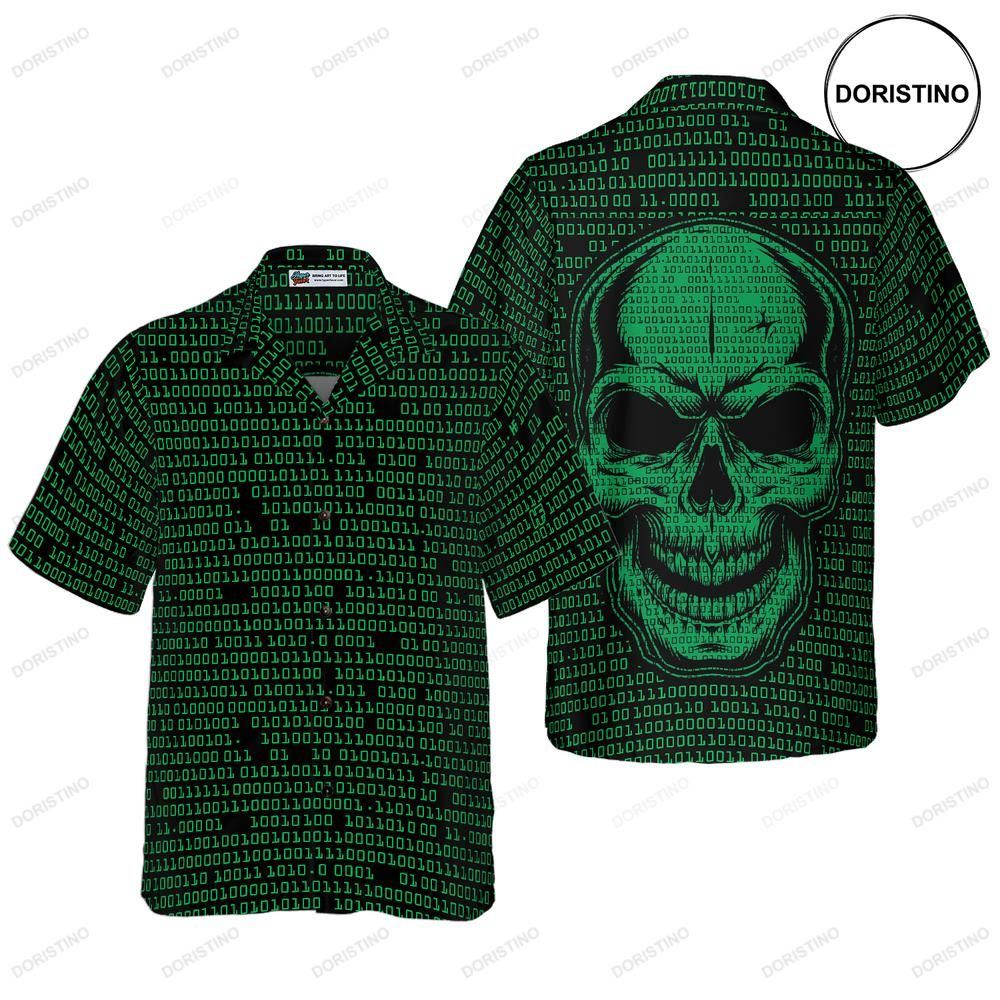 Binary Code Skull Awesome Hawaiian Shirt