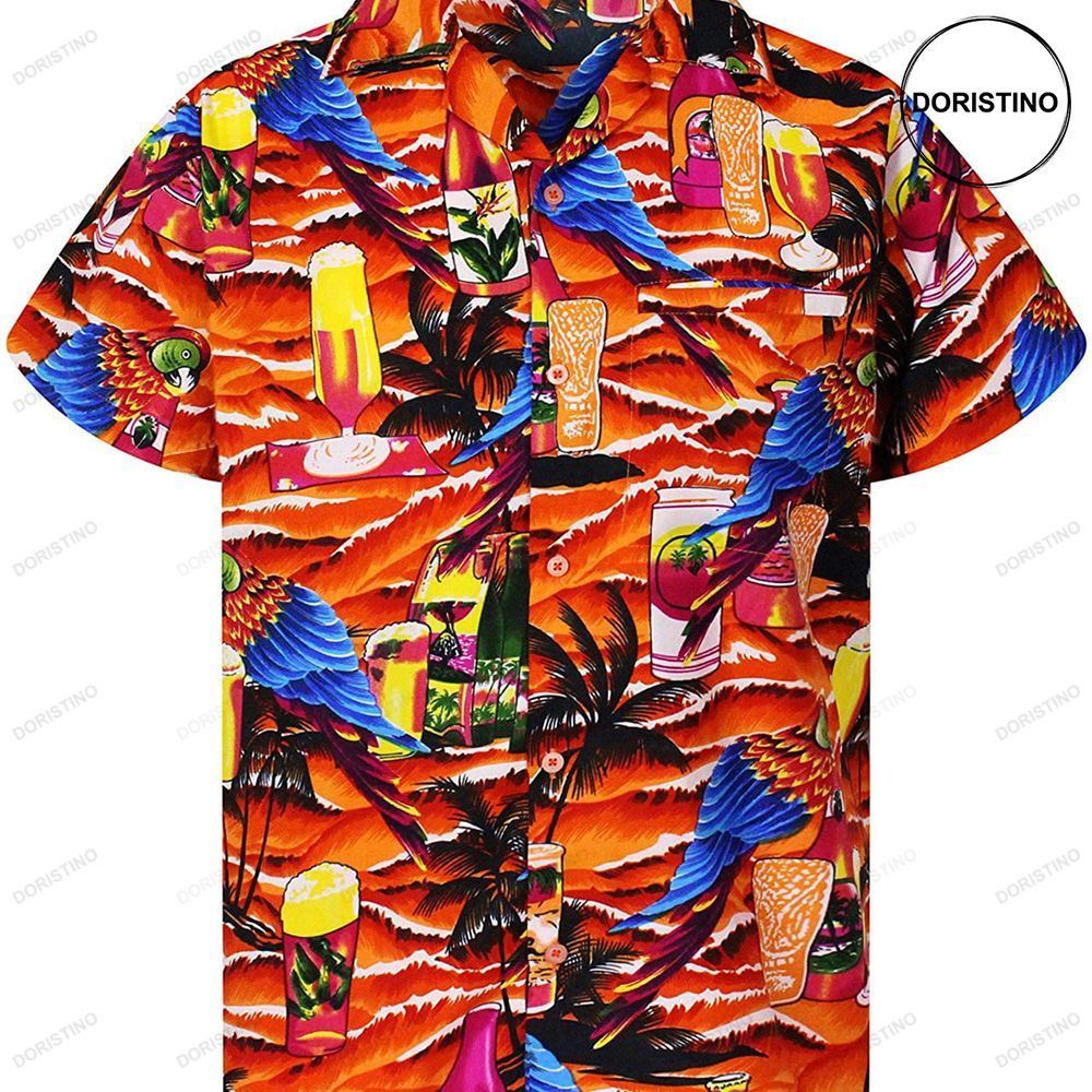 Bird And Beer Funny Beach Palm Beer Lover Gifts Awesome Hawaiian Shirt