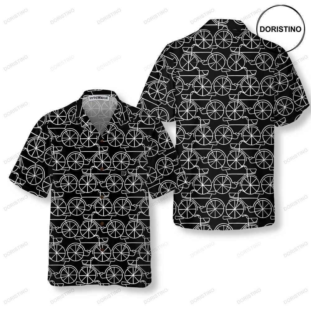 Black And White Bicycle Seamless Pattern Cycling Cycling For Men Women Cycling Hawaiian Shirt