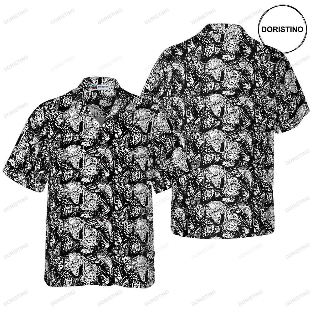 Black And White Butterfly For Men Awesome Hawaiian Shirt