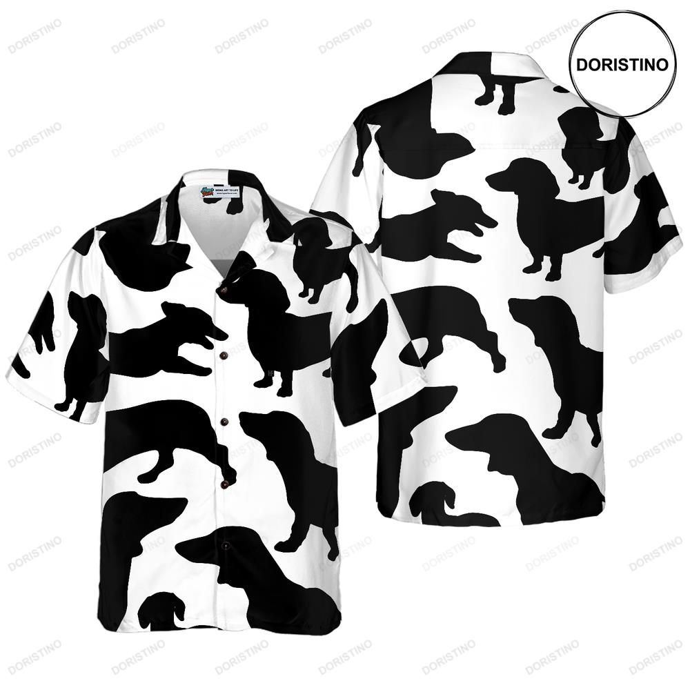 Black And White Dachshunds Pattern Awesome Hawaiian Shirt