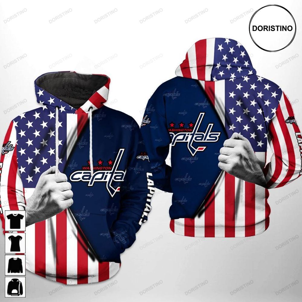 Washington Capitals Nhl Us Flag Limited Edition 3d Hoodie