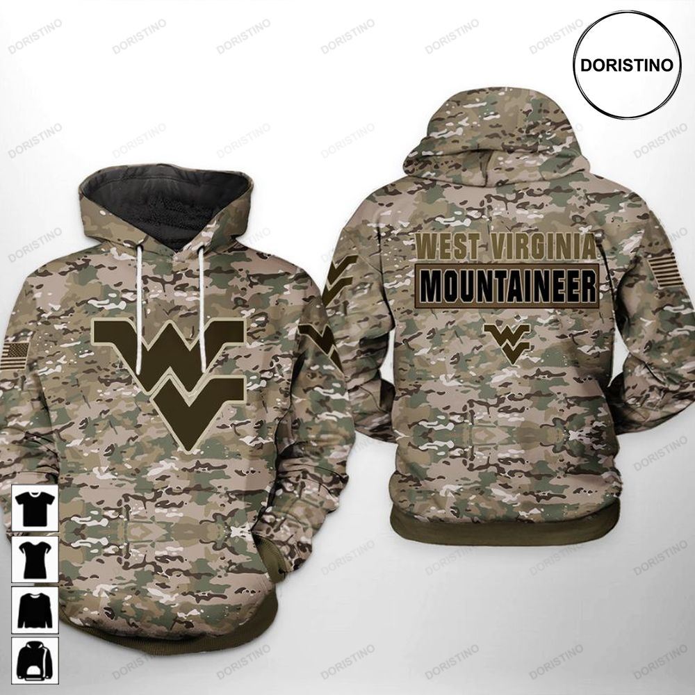 West Virginia Mountaineer Ncaa Camo Veteran Limited Edition 3d Hoodie