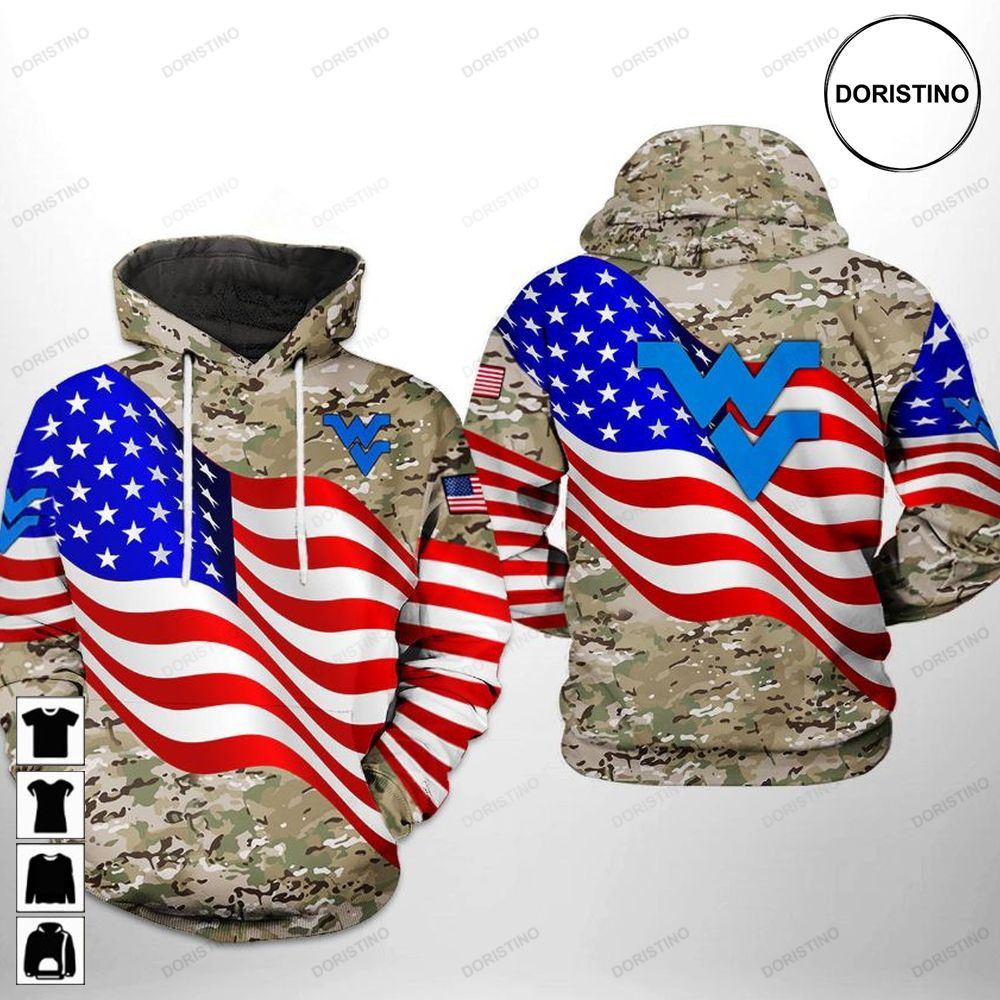 West Virginia Mountaineer Ncaa Us Flag Camo Veteran Limited Edition 3d Hoodie