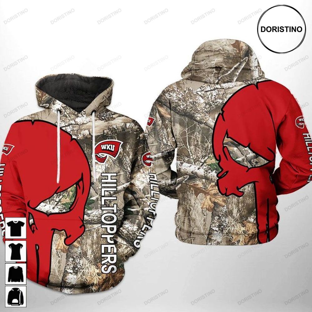 Western Kentucky Hilltoppers Ncaa Camo Veteran Hunting Awesome 3D Hoodie