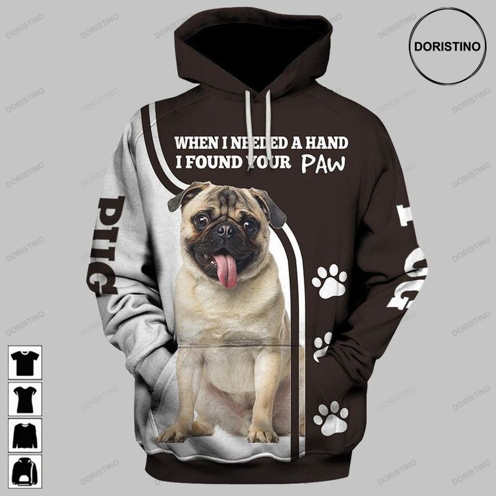 When I Needed A Hand I Found Your Paw Pug Dog All Over Print Hoodie