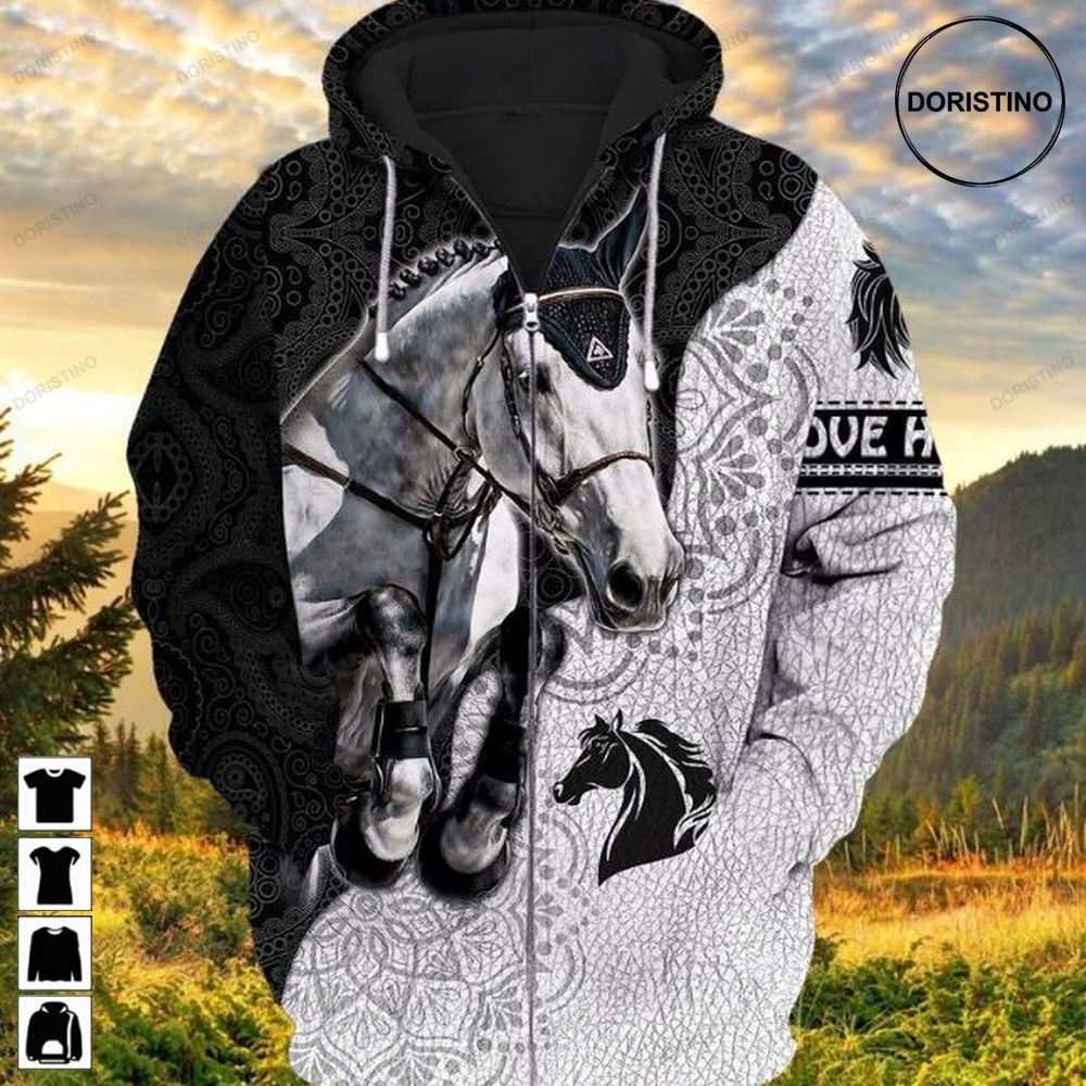 White Horse Awesome 3D Hoodie