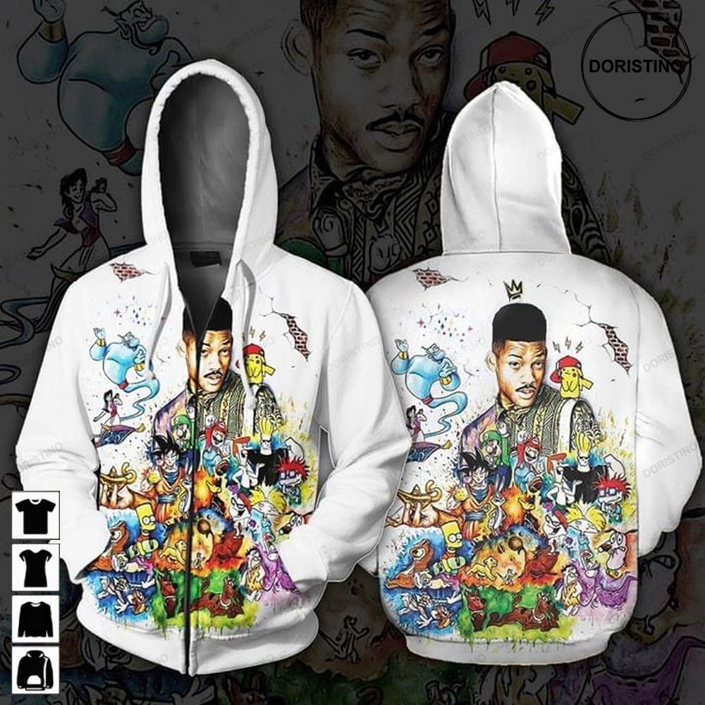 Will Smith Simpson Family Aladdin Dragon Ball Z Mario T Limited Edition 3d Hoodie