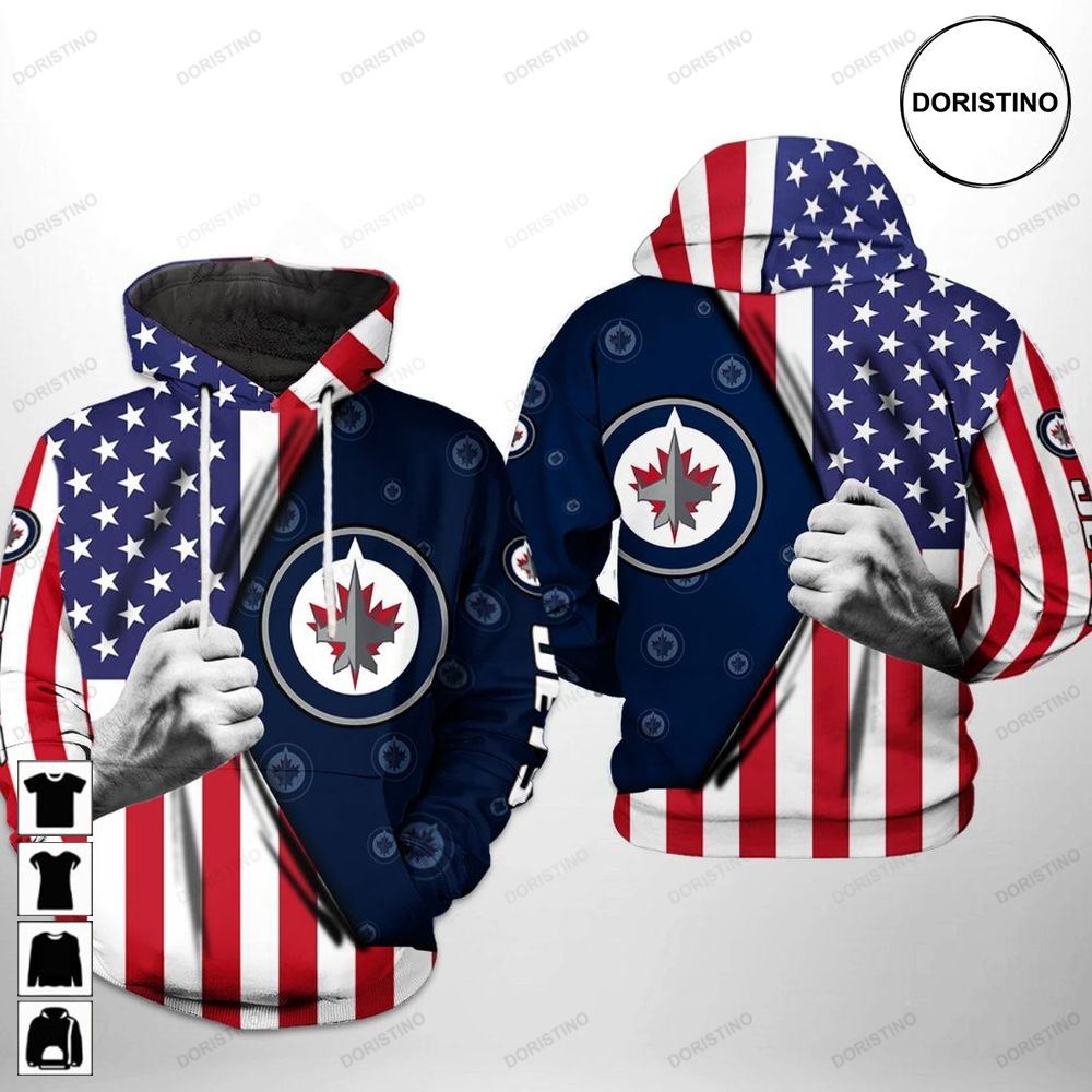 Winnipeg Jets Nhl Us Flag Limited Edition 3d Hoodie