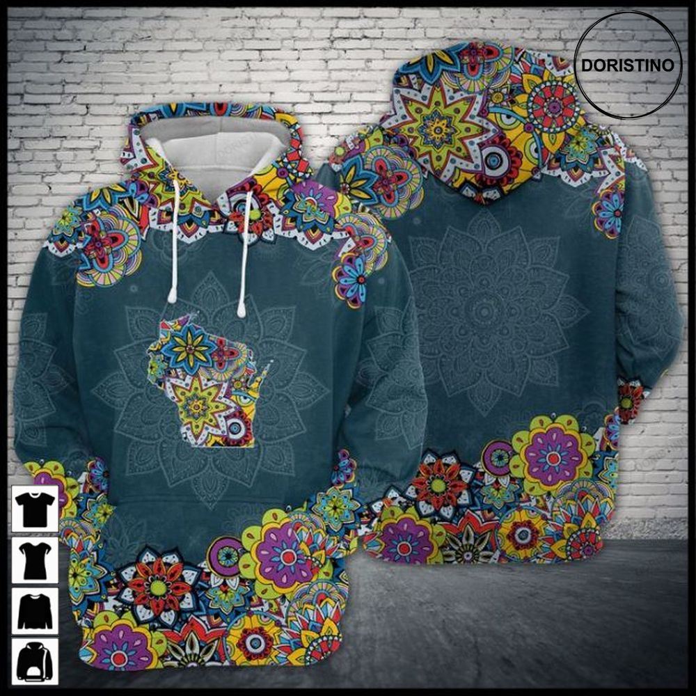 Wisconsin State Mandala Awesome 3D Hoodie