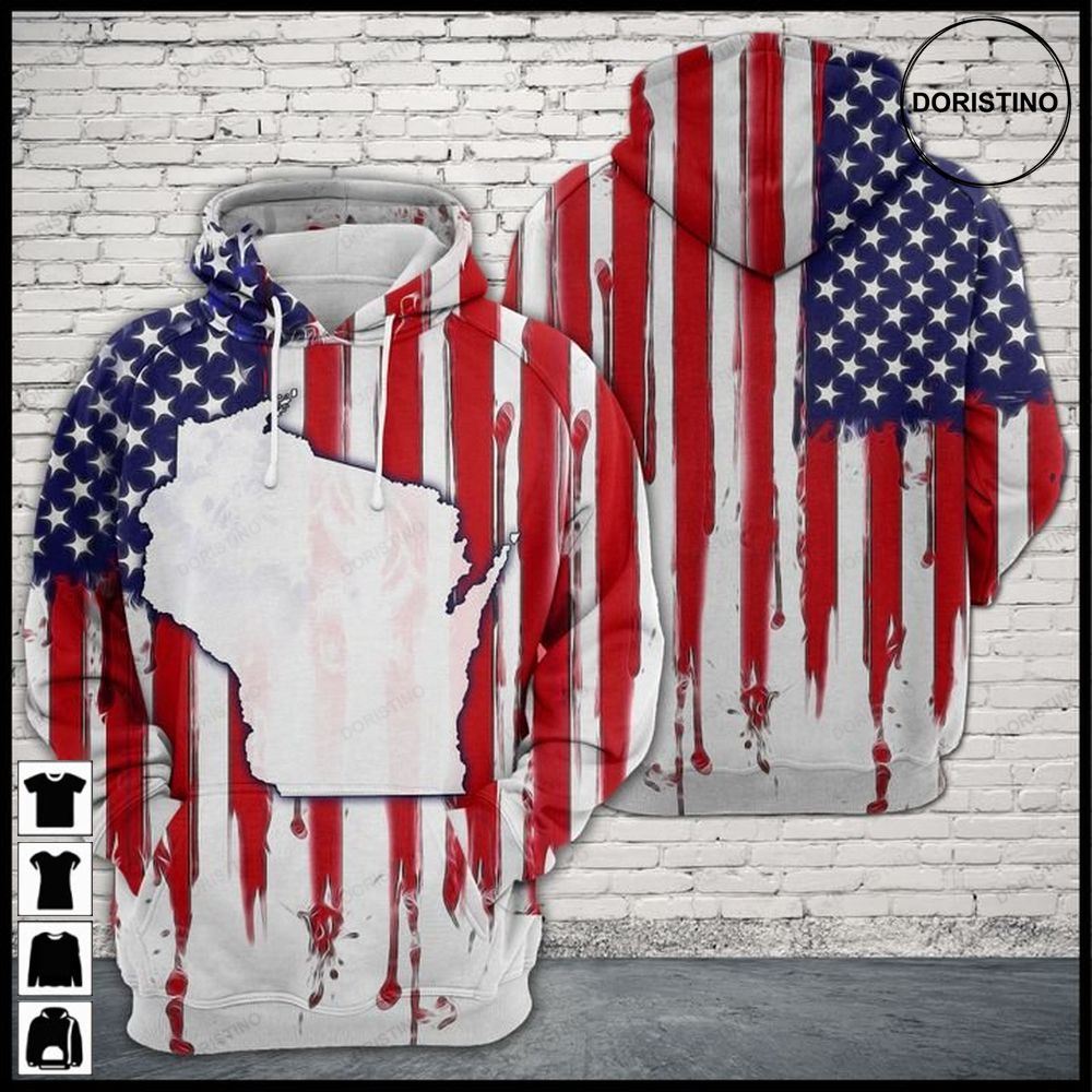 Wisconsin Usa Flag Limited Edition 3d Hoodie
