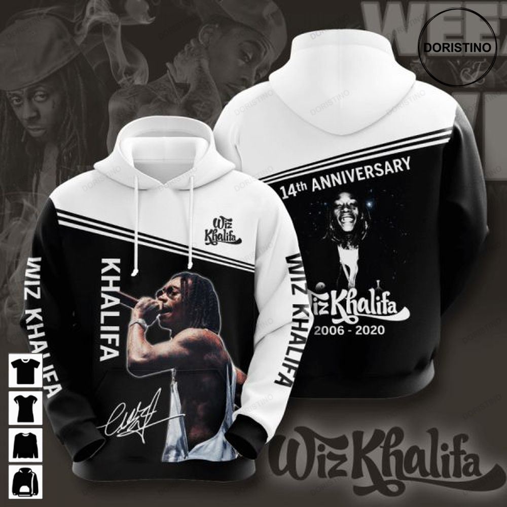 Wiz Khalifa 14th Anniversary 2006 2020 Signature Design Gift For Fan Custom Ed Limited Edition 3d Hoodie