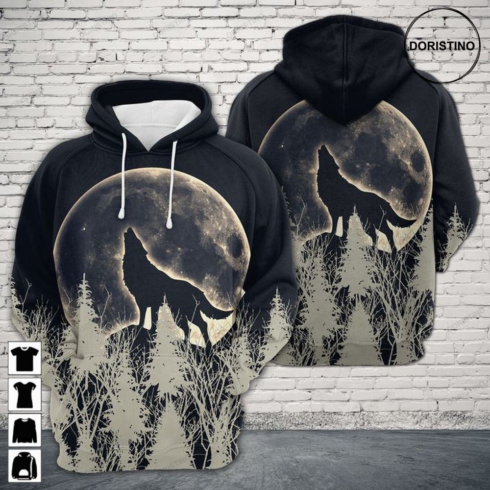 Wolf Big Moon Awesome 3D Hoodie