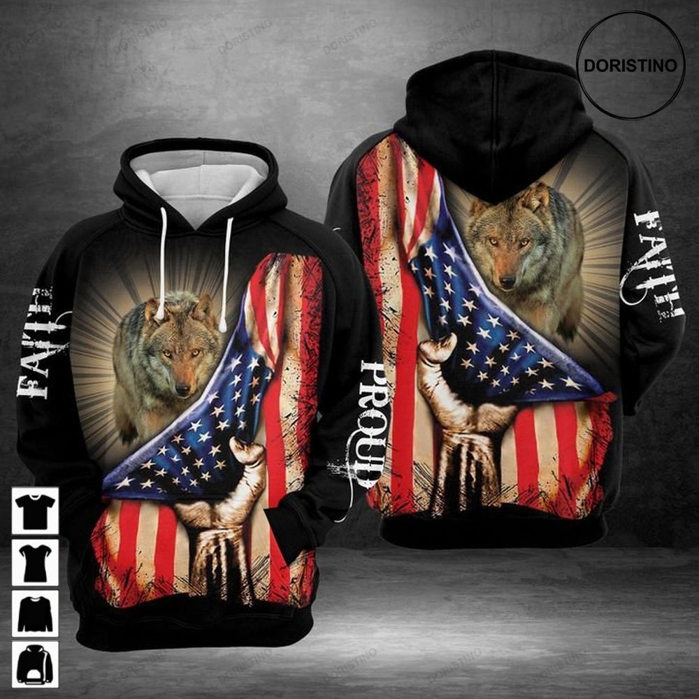 Wolf Faith And Proud All Over Print Hoodie