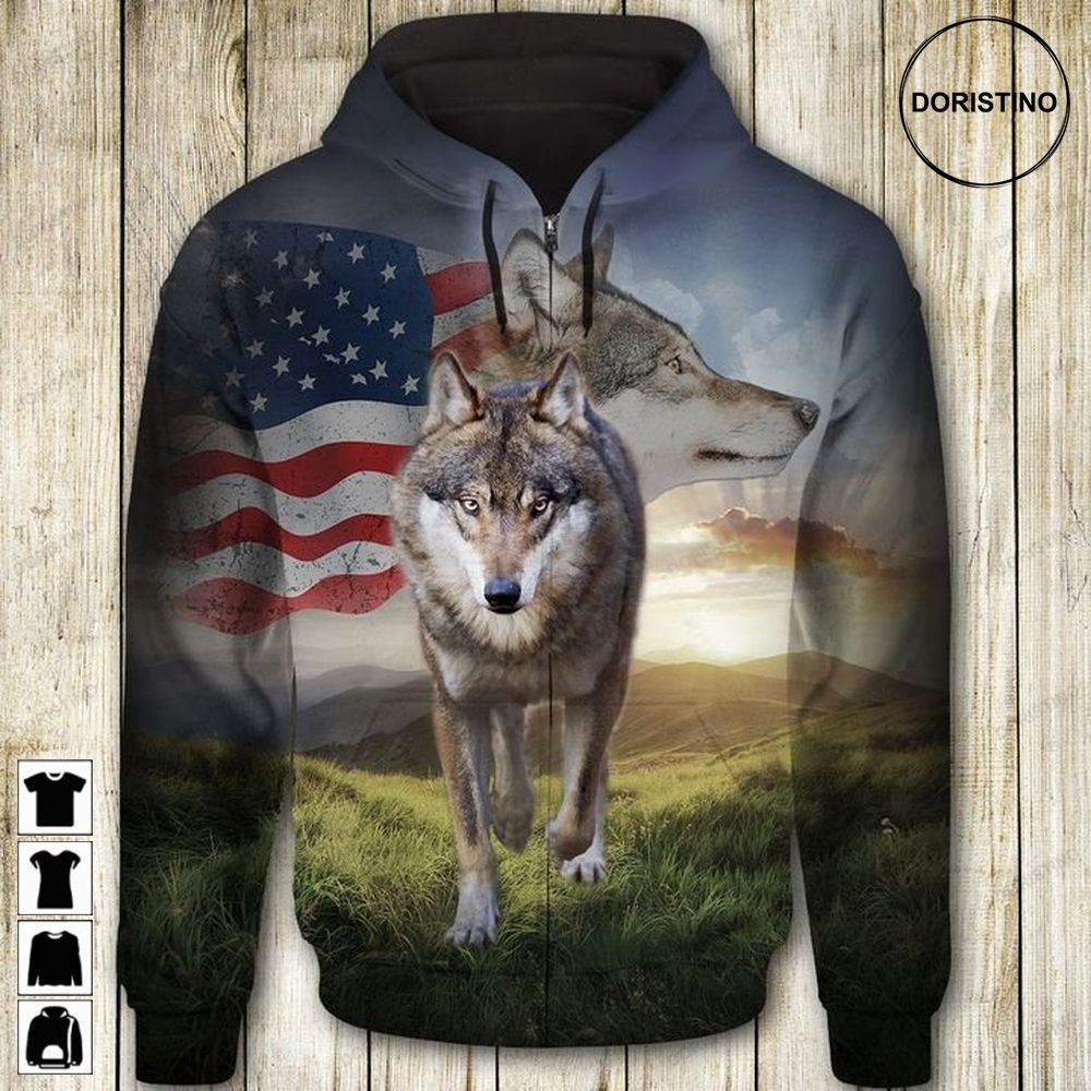 Wolf Flag All Over Print Hoodie
