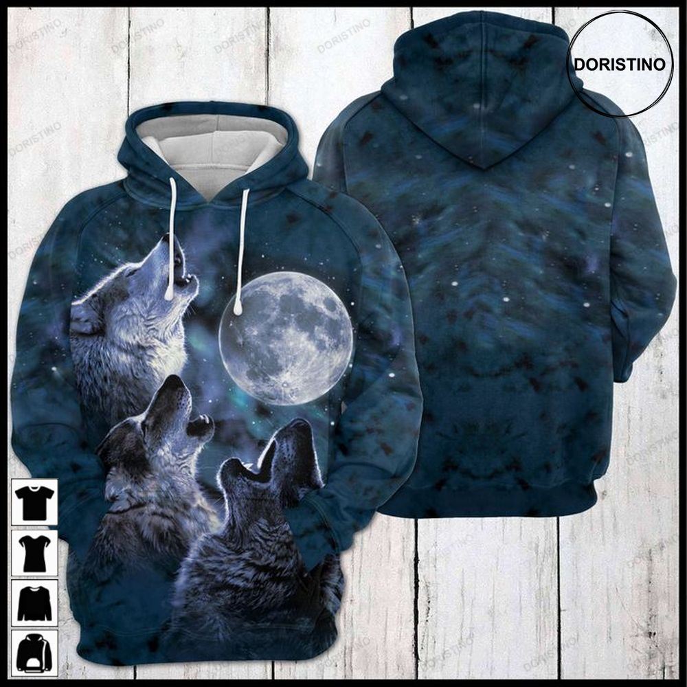 Wolf Howl All Over Print Hoodie