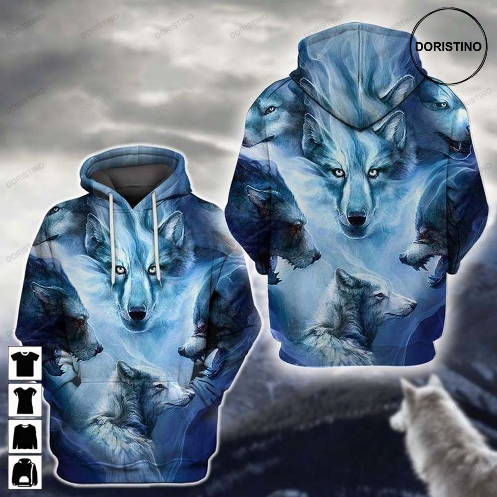 Wolf Lover Blue Awesome 3D Hoodie