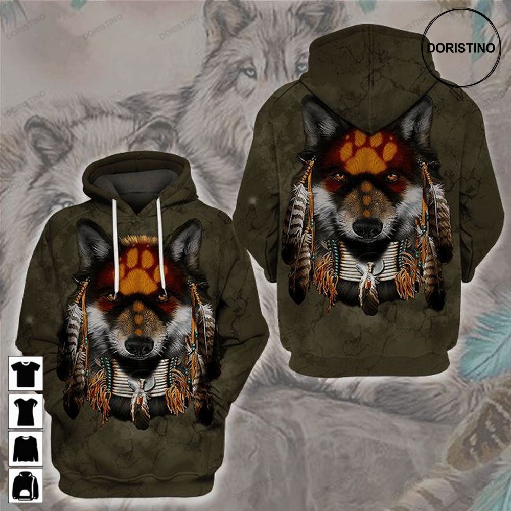 Wolf Native American V2 All Over Print Hoodie