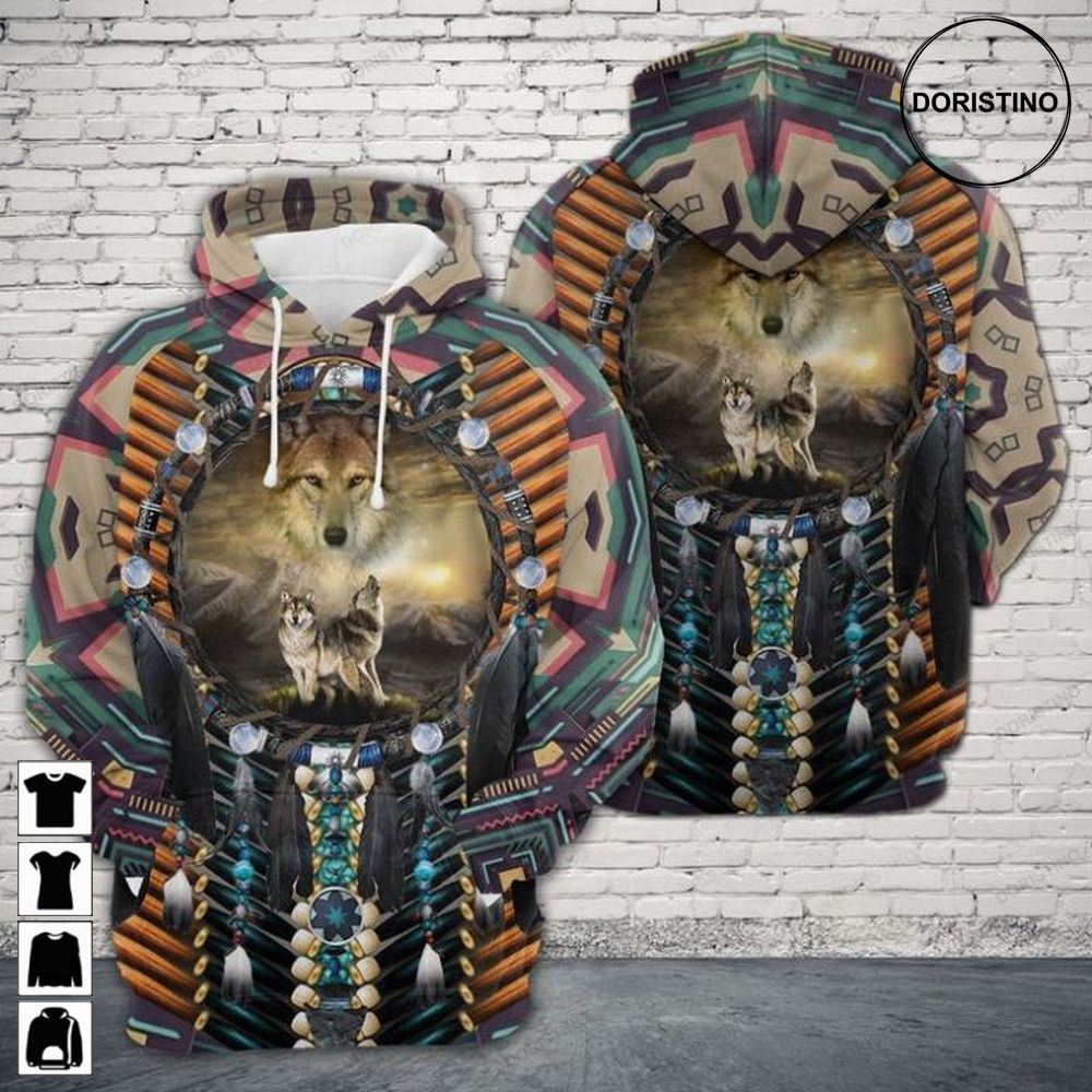 Wolf Native American All Over Print Hoodie