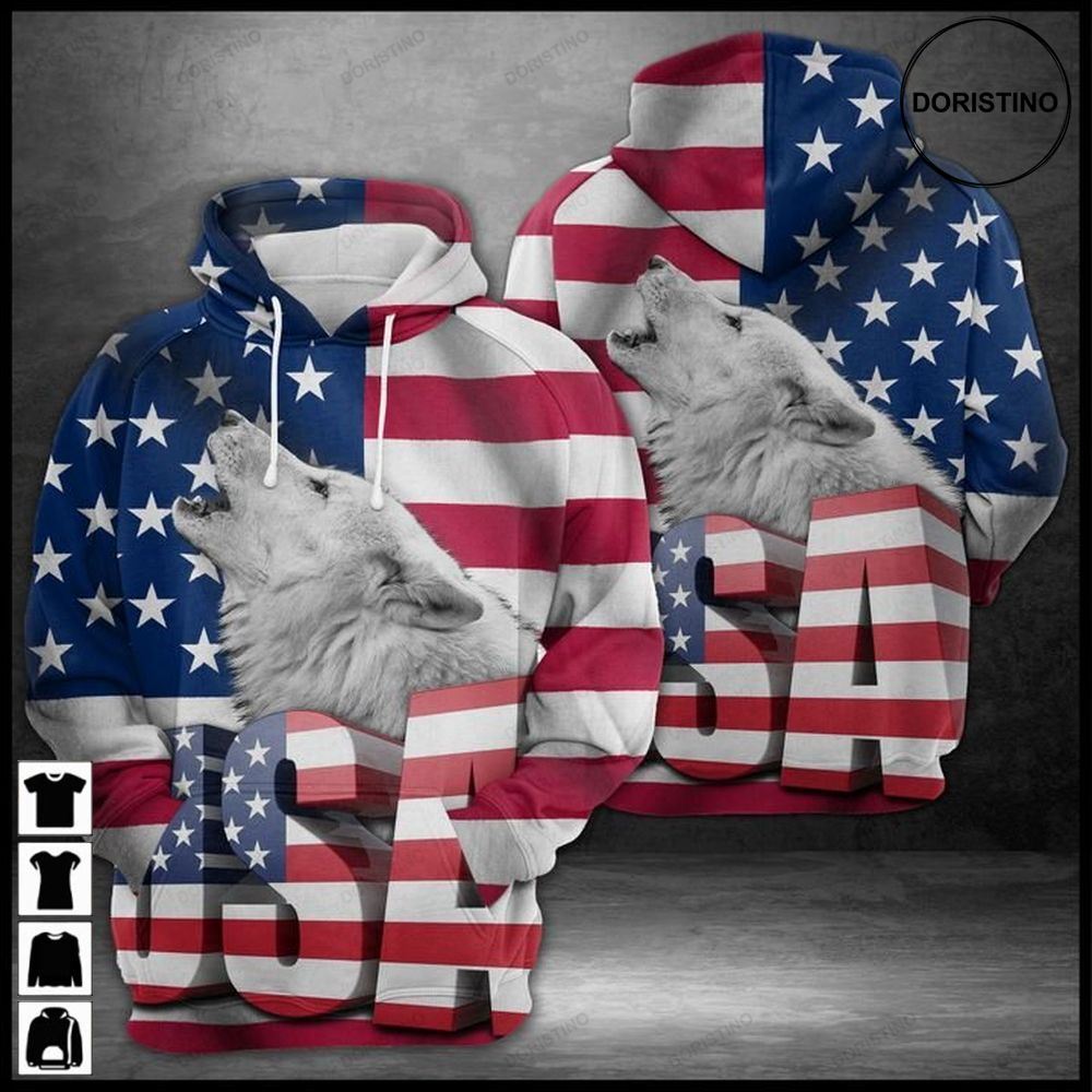 Wolf Usa Flag Limited Edition 3d Hoodie