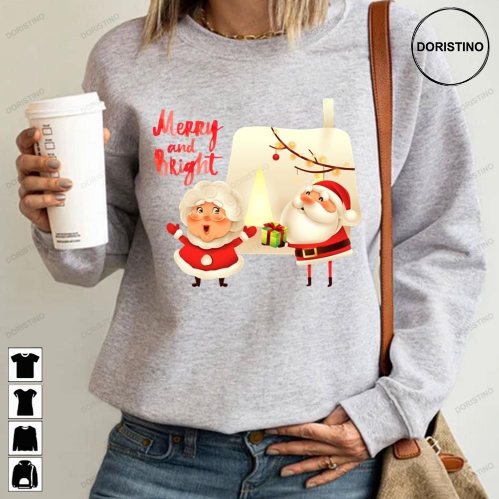 Merry And Bright Retro Vintage Pink Santa Claus Christmas Awesome Shirts
