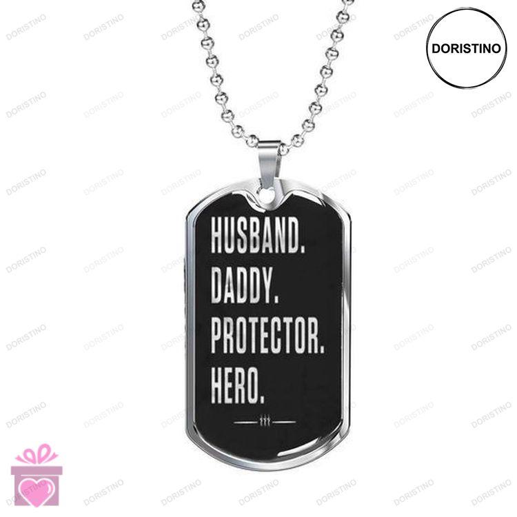 Dad Dog Tag Custom Picture Husband Daddy Protector Hero Dog Tag Necklace For Dad Doristino Awesome Necklace