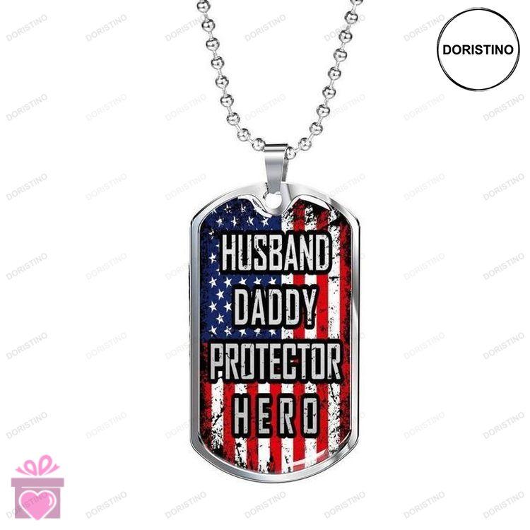 Dad Dog Tag Custom Picture Husband Daddy Protector Hero Dog Tag Necklace Gift For Dad Doristino Awesome Necklace