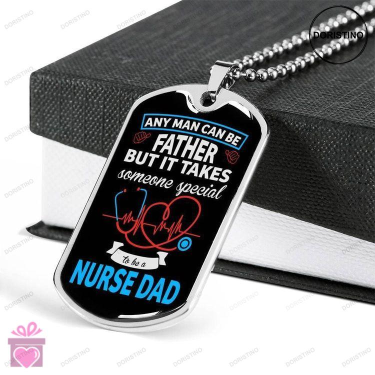 Dad Dog Tag Fathers Day Gift Any Man Can Be Father Dog Tag Military Chain Necklace Gift For Daddy Do Doristino Limited Edition Necklace