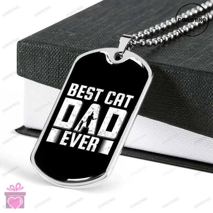 Dad Dog Tag Fathers Day Gift Best Cat Dad Ever Black Dog Tag Military Chain Necklace For Dad Dog Tag Doristino Awesome Necklace