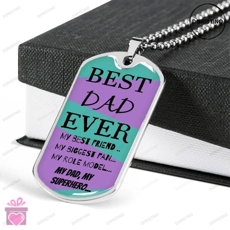 Dad Dog Tag Fathers Day Gift Best Dad Ever My Hero Dog Tag Military Chain Necklace Gift For Daddy Do Doristino Limited Edition Necklace