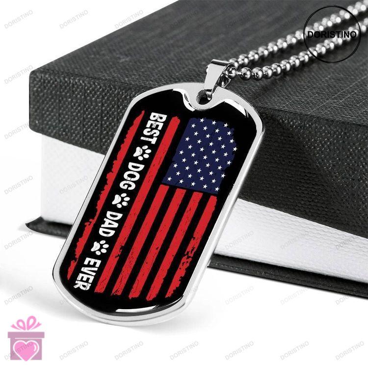 Dad Dog Tag Fathers Day Gift Best Dog Dad Ever Dog Tag Military Chain Necklace For Dad Dog Tag-1 Doristino Awesome Necklace