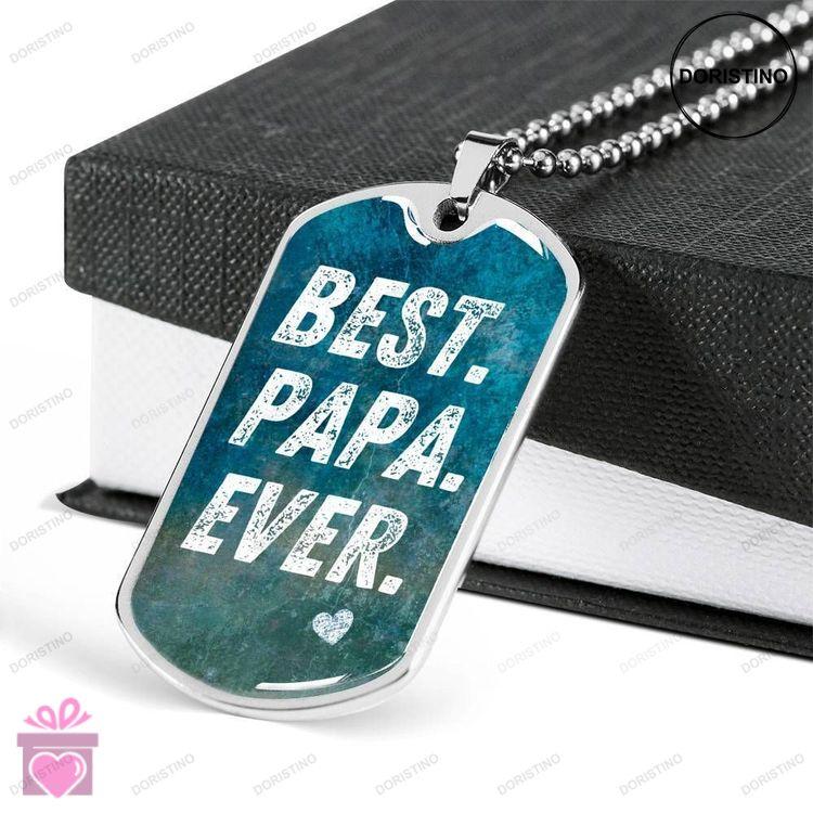 Dad Dog Tag Fathers Day Gift Best Papa Ever Dog Tag Military Chain Necklace For Dad Dog Tag Doristino Awesome Necklace