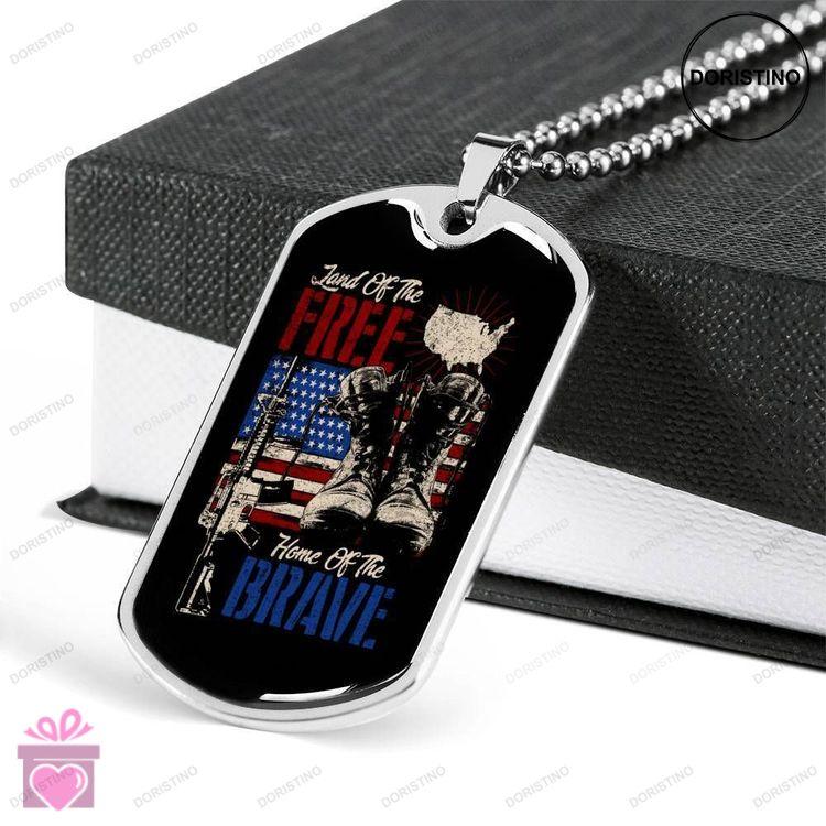 Dad Dog Tag Fathers Day Gift Custom Dog Tag Military Chain Necklace For Veteran Dad Gun Dog Tag Doristino Trending Necklace
