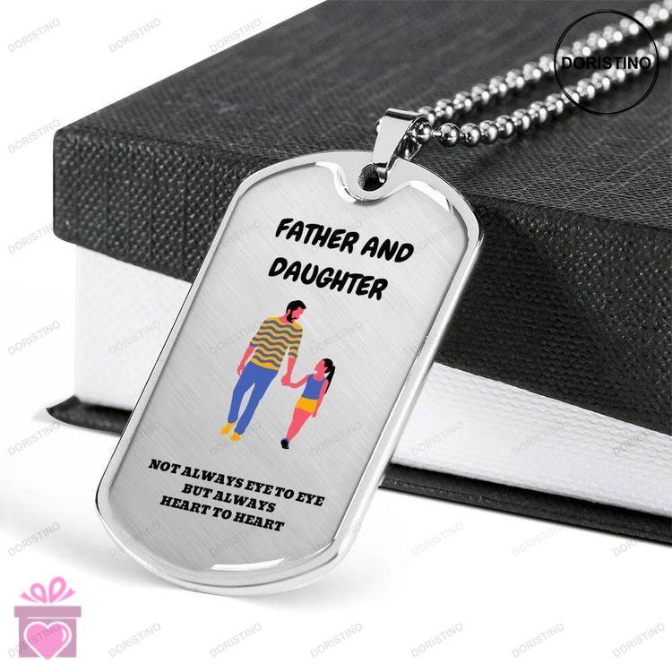Dad Dog Tag Fathers Day Gift Custom Father And Daughter Dog Tag Military Chain Necklace Giving Men D Doristino Trending Necklace