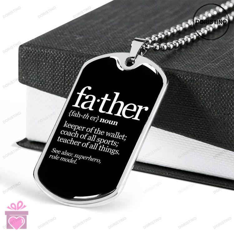 Dad Dog Tag Fathers Day Gift Custom Father Is All Dog Tag Military Chain Necklace Gift For Men Dog T Doristino Awesome Necklace