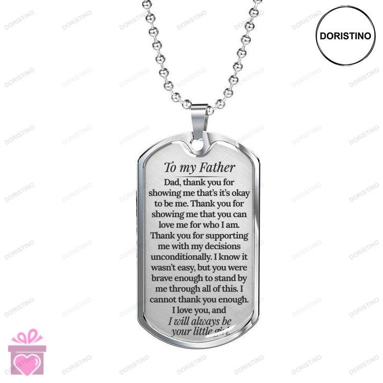 Dad Dog Tag Fathers Day Gift Custom Gift For Father Ill Always Be Your Little Boy Dog Tag Military C Doristino Limited Edition Necklace