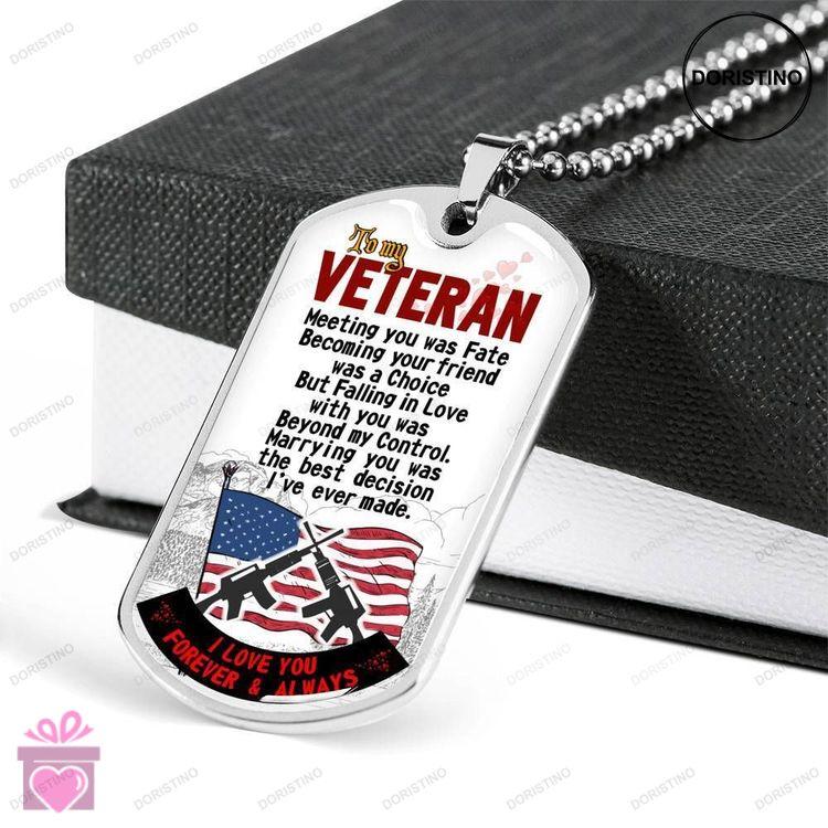 Dad Dog Tag Fathers Day Gift Custom Gift For Hubby Veteran Dad Dog Tag Military Chain Necklace Dog T Doristino Limited Edition Necklace