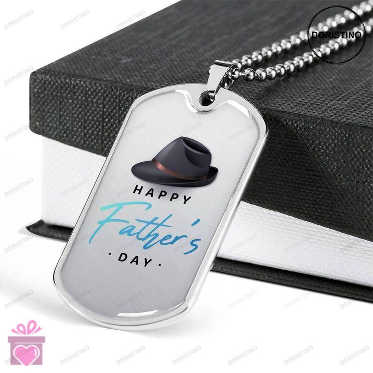 Dad Dog Tag Fathers Day Gift Custom Happy Fathers Day Dog Tag Military Chain Necklace For Dad Dog Ta Doristino Limited Edition Necklace
