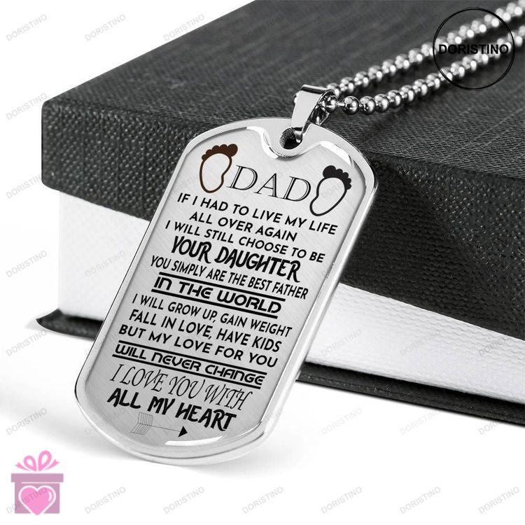 Dad Dog Tag Fathers Day Gift Custom I Love You With All My Heart Dog Tag Military Chain Necklace Giv Doristino Trending Necklace
