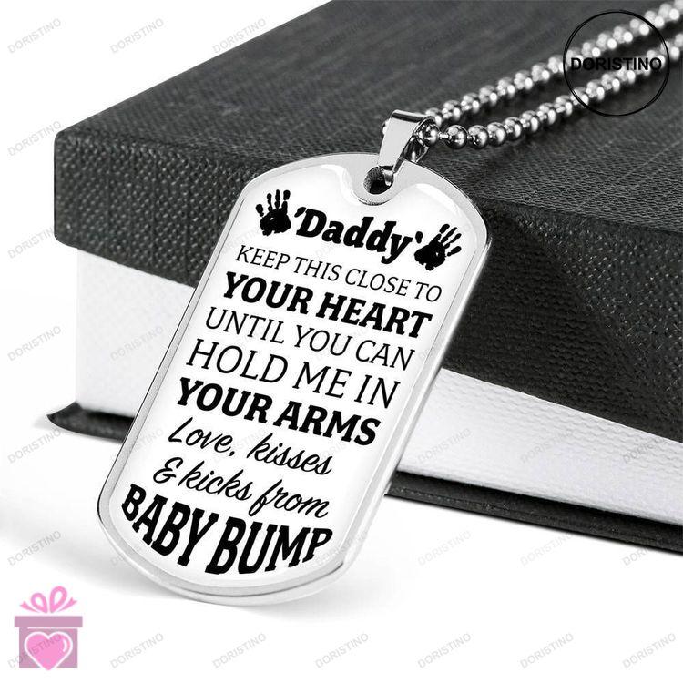 Dad Dog Tag Fathers Day Gift Custom Keep This Close To Your Heart Dog Tag Military Chain Necklace Gi Doristino Trending Necklace