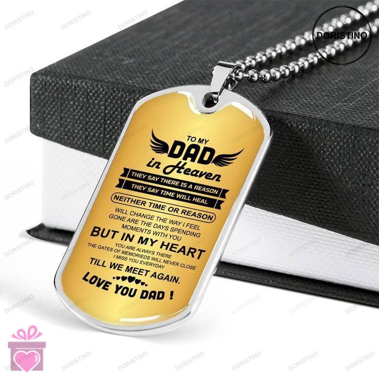 Dad Dog Tag Fathers Day Gift Custom Love You Dad Dog Tag Military Chain Necklace For Angel Dad Dog T Doristino Trending Necklace