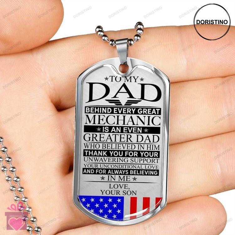 Dad Dog Tag Fathers Day Gift Custom Mechanics Dad Unconditional Love Dog Tag Military Chain Necklace Doristino Limited Edition Necklace