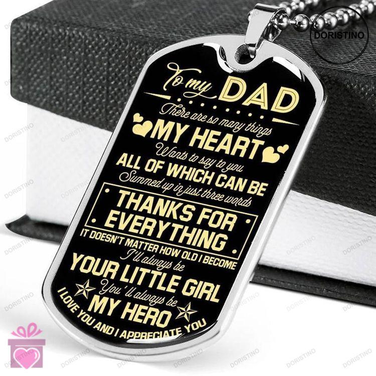 Dad Dog Tag Fathers Day Gift Custom Thanks For Everything Dog Tag Military Chain Necklace Gift For D Doristino Trending Necklace