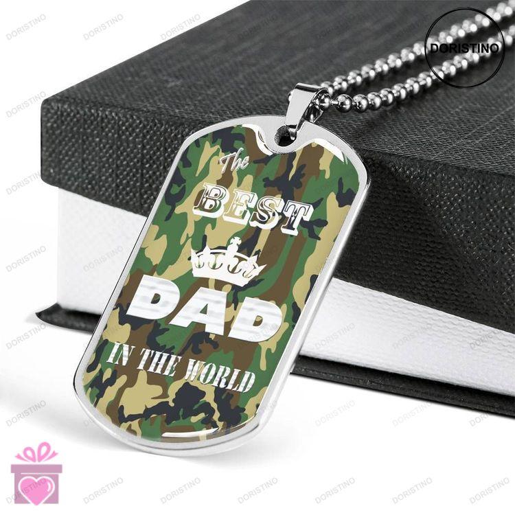 Dad Dog Tag Fathers Day Gift Custom The Best Dad In The World Dog Tag Military Chain Necklace Gift F Doristino Awesome Necklace