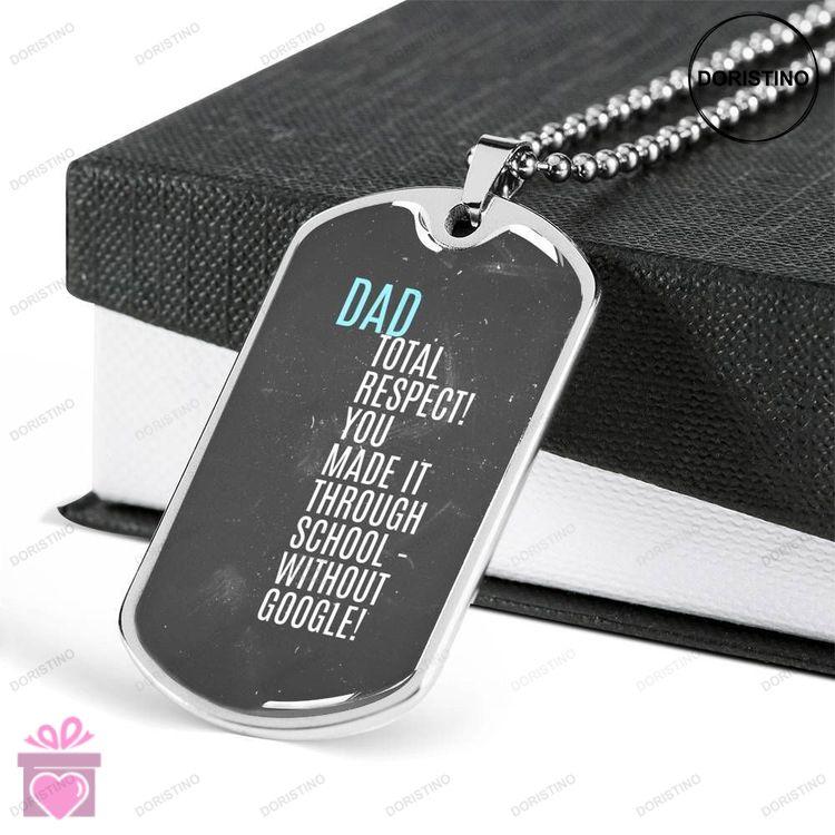 Dad Dog Tag Fathers Day Gift Custom Total Respect Dog Tag Military Chain Necklace For Dad Dog Tag Doristino Trending Necklace