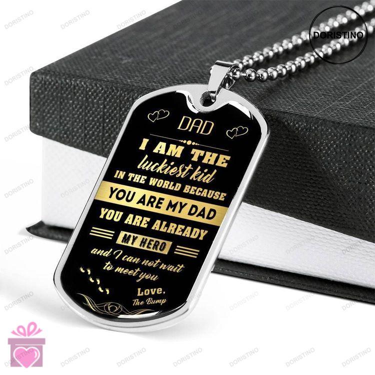 Dad Dog Tag Fathers Day Gift Custom You Are Already My Hero Dog Tag Military Chain Necklace For Dad Doristino Awesome Necklace