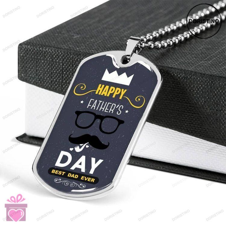 Dad Dog Tag Fathers Day Gift Happy Fathers Day Dog Tag Military Chain Necklace For Dad Dog Tag-1 Doristino Awesome Necklace