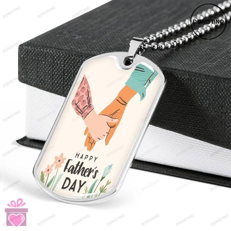 Dad Dog Tag Fathers Day Gift Happy Fathers Day Dog Tag Military Chain Necklace For Dad Dog Tag-2 Doristino Trending Necklace